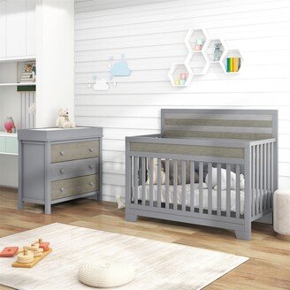 TONWIN 3 Pcs Nursery Set Baby Crib and Changer Dreeser Bedroom Set