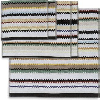 Zigzag-Pattern Bath Towels (Set Of Five)