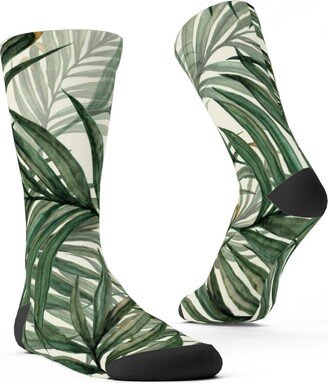 Socks: Palm Leaves King Pineapple Custom Socks, Green