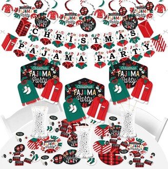 Big Dot of Happiness Christmas Pajamas - Holiday Plaid PJ Party Supplies - Banner Decoration Kit - Fundle Bundle