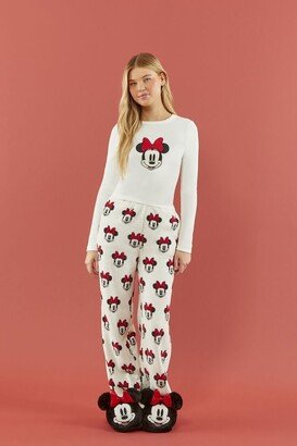 Women's Disney Minnie Mouse Pajama Pants in White, XS