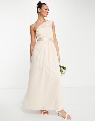 Bridesmaid one shoulder maxi dress in blush