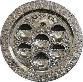 Seder Plate, Silver Plated Passover Pesah Tray Adding The Symbolic Food, Jewish Holidays Pesach 100% Kosher Made in Israel-AF