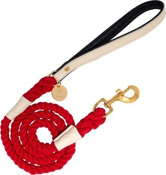 Poise Pup PoisePup - Luxury Pet Dog Leash - Soft Premium Italian Leather and 100% Natural Cotton Rope Leash - Hot Marine