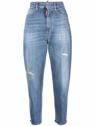 Ripped-Detail Denim Jeans-AD