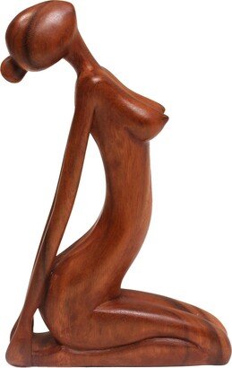 Handmade Ustrasana Pose Wood Sculpture