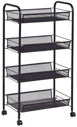 Black/Gray 4 Tier Storage Rack Trolley Cart - 17.5 x 10.5 x 33