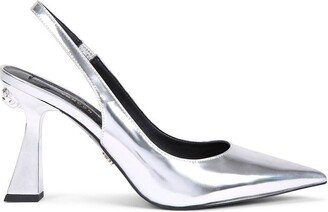 90mm London metallic slingback pumps