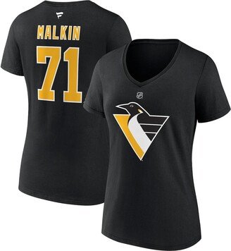 Women's Branded Evgeni Malkin Black Pittsburgh Penguins Special Edition 2.0 Name and Number V-Neck T-shirt