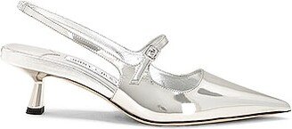 Didi 45 Metal Leather Slingback Pump in Metallic Silver