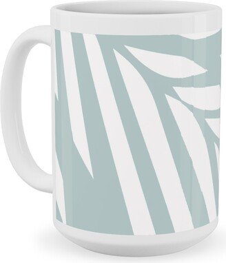 Mugs: Fronds - Palladian Blue Ceramic Mug, White, 15Oz, Blue