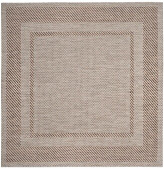 Courtyard Beige and Brown 6'7 x 6'7 Square Outdoor Area Rug - Beige / Br