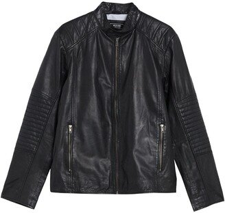 Missani Le Collezioni Lamb Leather Moto Jacket