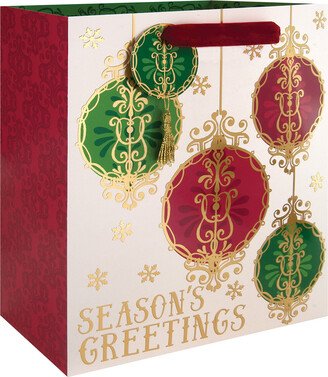 Tote Large Vertical Season's Greetings Ornaments Multi