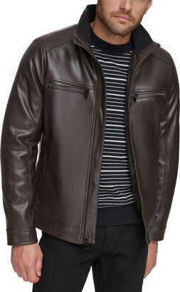 Men's Faux Leather Moto Jacket, Created for Macy's