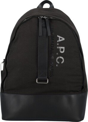 Logo Print Zipped Backpack-AA