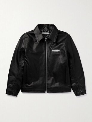 Logo-Appliquéd Leather Jacket