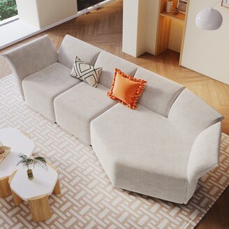 RASOO Modern Polyester Upholstered Sofa Set with Adjustable Backrest-AB