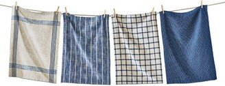 tagltd Canyon Woven Dishtowel Set Of 4 Midnight Blue Dish Cloth For Drying Dishes And Cooking