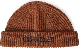 Embroidered Ribbed-Knit Beanie