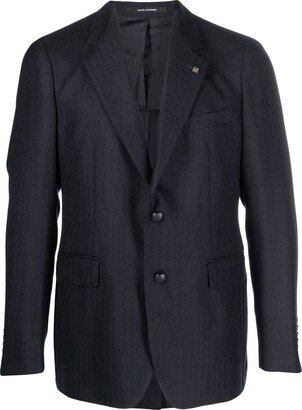 Herringbone Single-Breasted Button Blazer