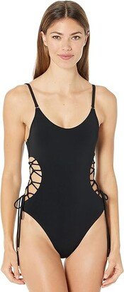 Aubrey Lace-Up One-Piece (Black) Women's Swimsuits One Piece