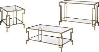 3pc Costa Mesa Contemporary Coffee Table Set Champagne - miBasics