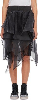 Asymmetric Organdy Midi Skirt