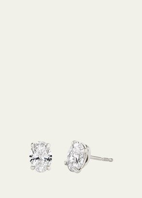 14k White Gold Oval Solitaire Lab Created/VRAI Created Diamond Stud Earrings