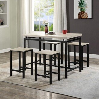 AOOLIVE 5 Piece Dining Set, 1 Counter Table and 4 Pub Height Chairs