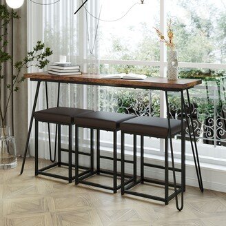 3 PU Stools Bar Kitchen Table Set Console Table