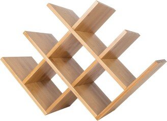 Bamboo 8 Bottle Rack-Space Saving Tabletop Free Standing Bottle Holder for Kitchen, Bar, Dining Room-Modern Storage Shelf by Hastings Home