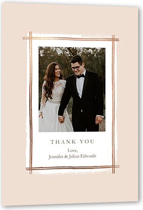 Wedding Thank You Cards: Glistening Gathering Thank You Card, Pink, Rose Gold Foil, 5X7, Matte, Signature Smooth Cardstock, Square