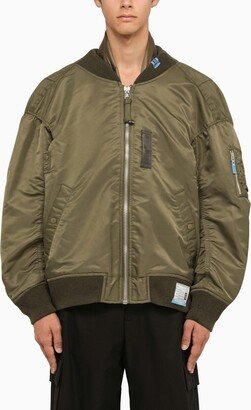 Oversize khaki nylon bomber jacket