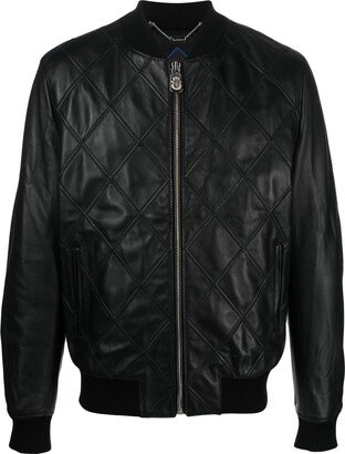 Diamond leather bomber jacket