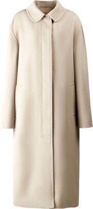 Concealed-Fastening Virgin Wool Long Coat