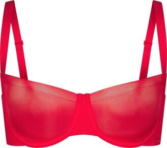 No Show Unlined Balconette Bra | Red