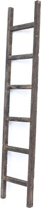 6 Step Rustic Smoky Black Wood Ladder Shelf - 72