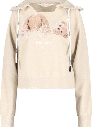 Bear Printed Drawstring Hoodie