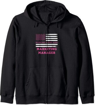 Breast Cancer Awareness Design and Gifts Breast Cancer Awareness Marketing Manager Pink Ribbon Zip Hoodie