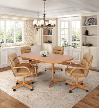 Furnish Theory Caster Chair Company 5-Piece 42x[54/72] Oak Caster Castor Dining Set Laminate Table Top & Buff Rolling Swivel Tilt Chairs