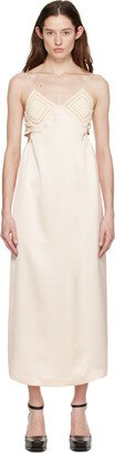 Beige V-Neck Midi Dress