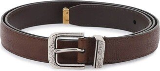 Leather Belt With Detailed Buckle