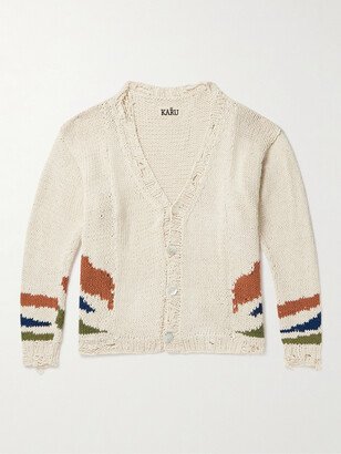 Karu Research Distressed Intarsia Kala Cotton Cardigan