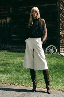 Met Faux Leather Culottes Pants