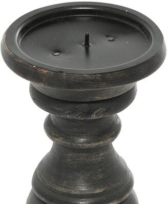 SONOMA SAGE HOME Black Mango Wood Traditional Candle Holder with Distressed Finish