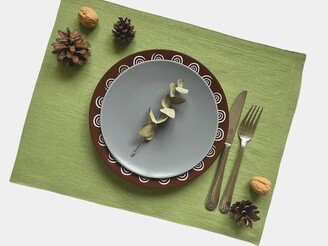 Solid Linen Placemats in Pear Green. Double Layer Set Of 2 4 6 8 10 12. Dining Placemats. Table Various Colours