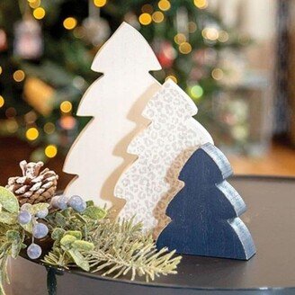 3/Set Cool Print Chunky Christmas Trees - 8.5H x 5.5W x 1D