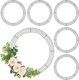 Bright Creations 6 Pack Round 16 Inch Metal Floral Wire Wreath Frame for Easter Decorations, Christmas, Front Door Decor, DIY Crafts, Silver