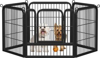 6 Panels Dog Playpen Panels Metal Pet Playpen, Black